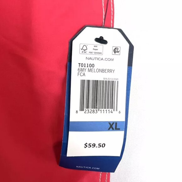 Nautica Men’s Quick Dry Lined Red Swim Trunks Size XL - Picture 4 of 4